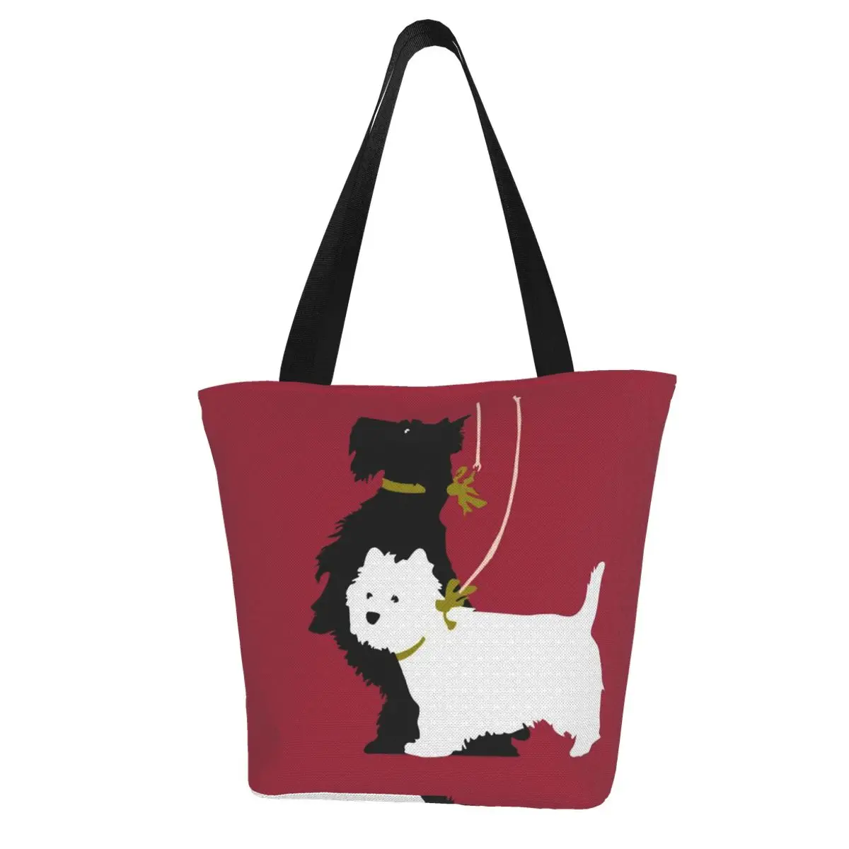 Cute Graphic Print Eco Shopping Bag for Dog Lovers Westie Tote Harajuku Shopper Bag Women Scottish Terrier Shoulder Bag Female