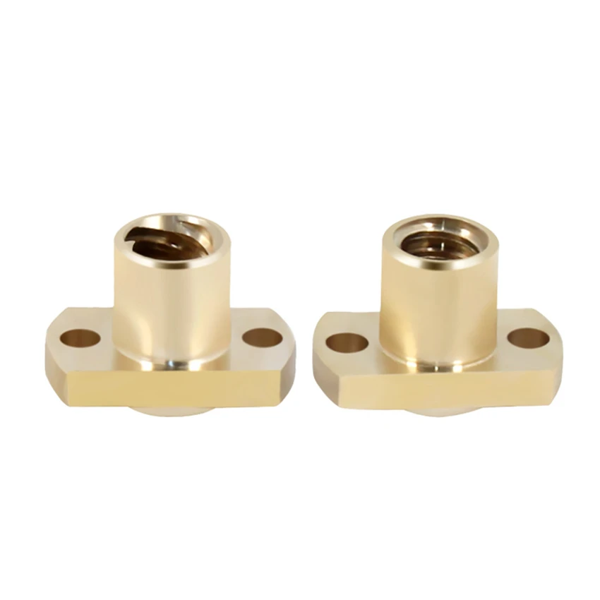 T8 Lead Screw Nut, T- type double Cutting Edge Brass Flange Lead Screw Nut for 3D Printer Accessories, Pitch 2mm Lead 2mm/8mm