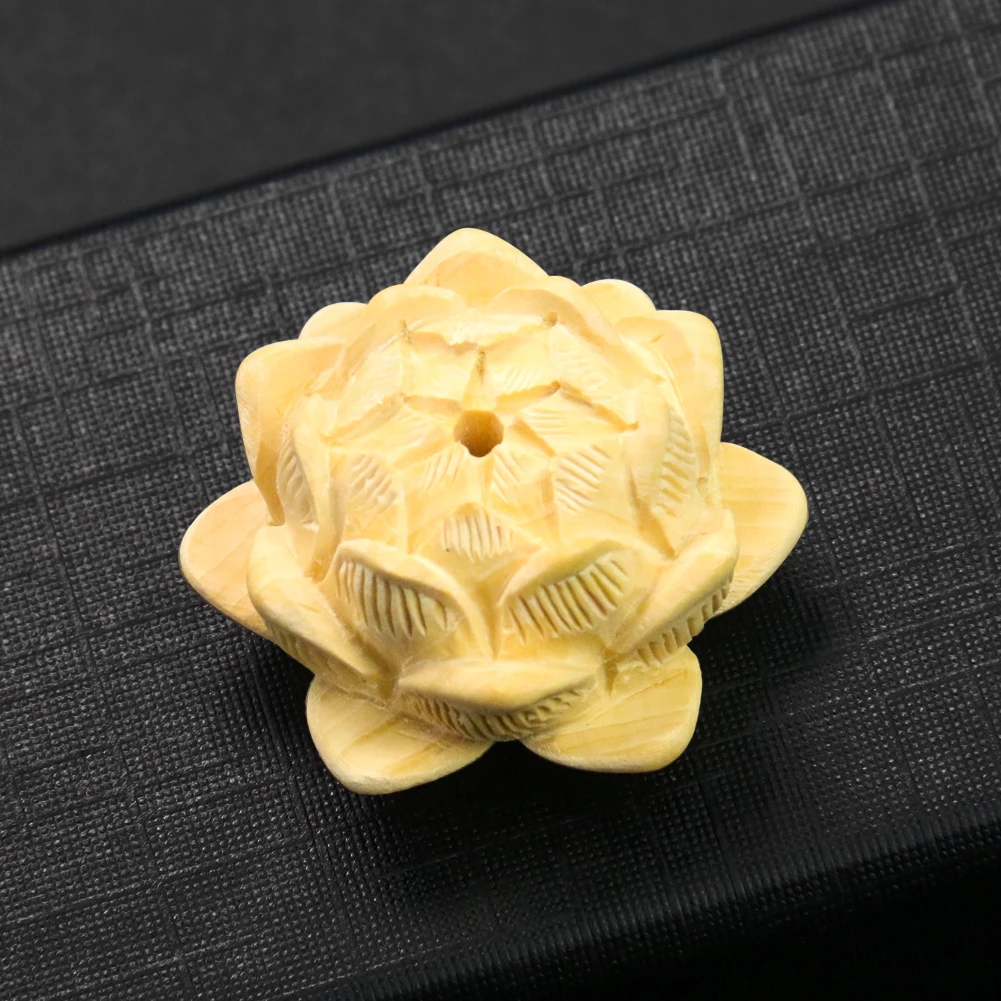 Boxwood Lotus Charms Three-dimensional Carving Five-layer Lotus Car Hanging Keychain Accessory Handmade DIY Pendant Material