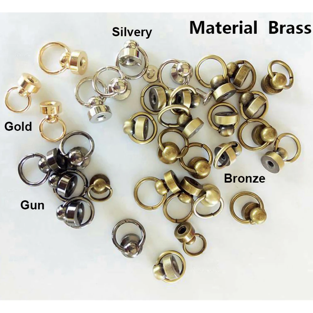 

4/20Pcs Solid Brass Nipple Rivet With O Ring Round Head Clasps Screwback Nail Studs For Phone Case Leather Craft DIY Accessories