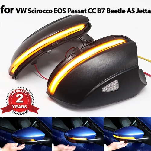Para Volkswagen VW Scirocco Passat Eos CC Beetle Jetta cubierta negra indicador de espejo lateral señal de giro dinámica luz LED