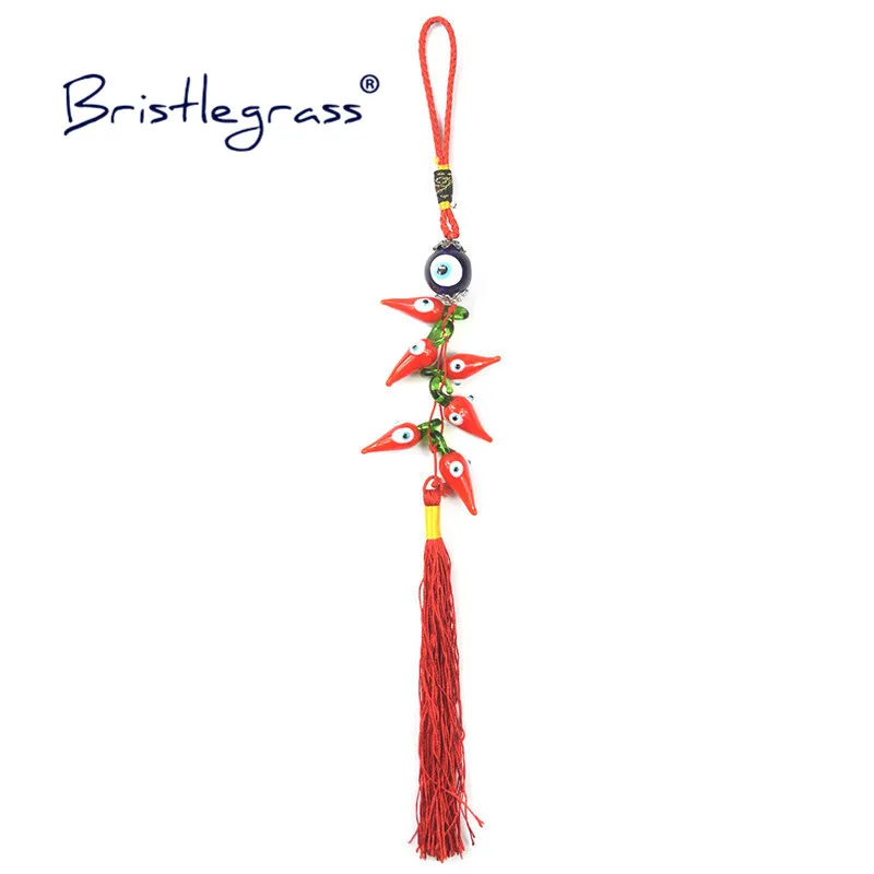 BRISTLEGRASS Turkish Blue Evil Eye Cute Chili Tassel Amulets Lucky Charm Wall Hanging Pendant Pendulum Blessing Protection Decor