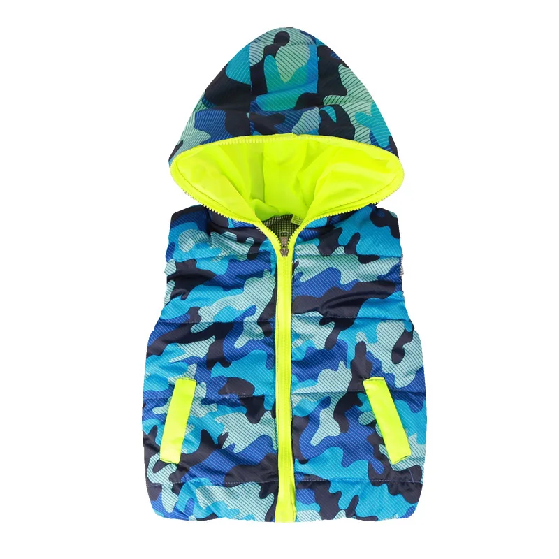 Camo Kid Boys Vest Infant Baby Sleeveless Puffer Jacket Children Hooded Waistcoat Camouflage Toddler Outwear Kids Autumn Clothes