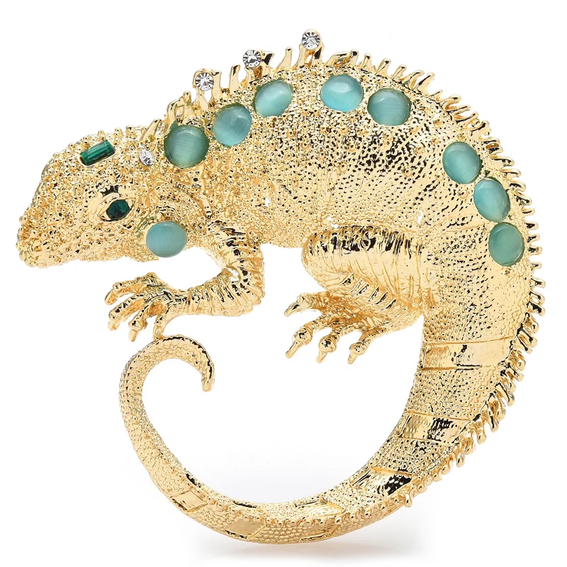 Muylinda Enamel Animal Lizard Pins with Gems Gold Metal Chameleon Brooch Coat Pin Fashion Jewelry Accessories Ornaments