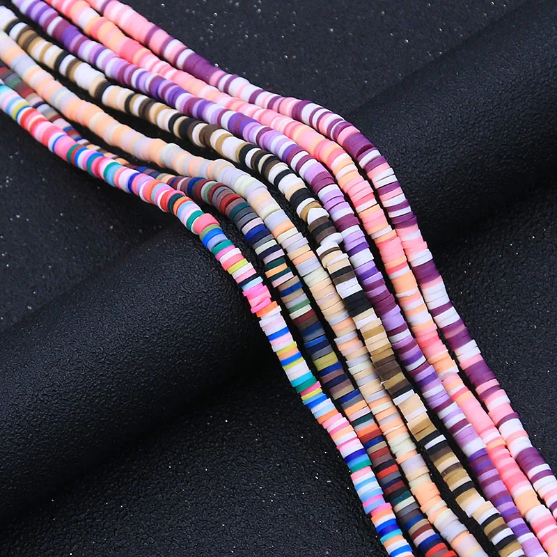 40cm/String 4MM 7 Color 2023 African Charm Soft Clay  Bohemian Plane Round Color Beads Spacer Beads Jewelry DIY