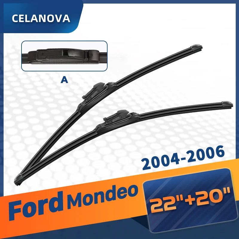 

CELANOVA Windshield Wiper Blade For Ford Mondeo 2004-2006 22"+20" Frameless Windscreen Rubber Wipers