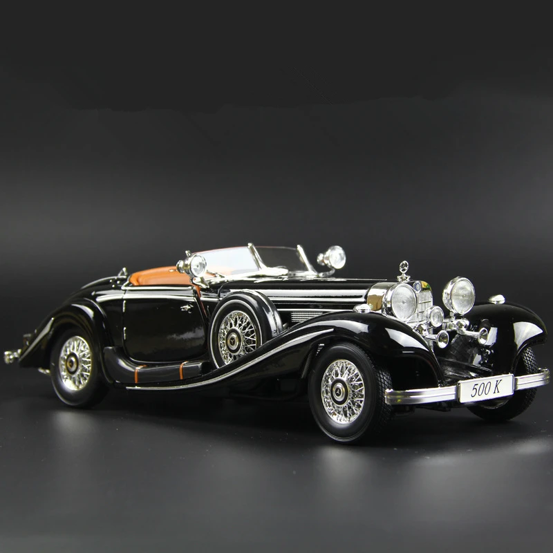 Maiisto-Alloy Car Model Collection, Mercedes-Benz 500K, Simulação de Carros Clássicos, Decoração Presentes, 1:18