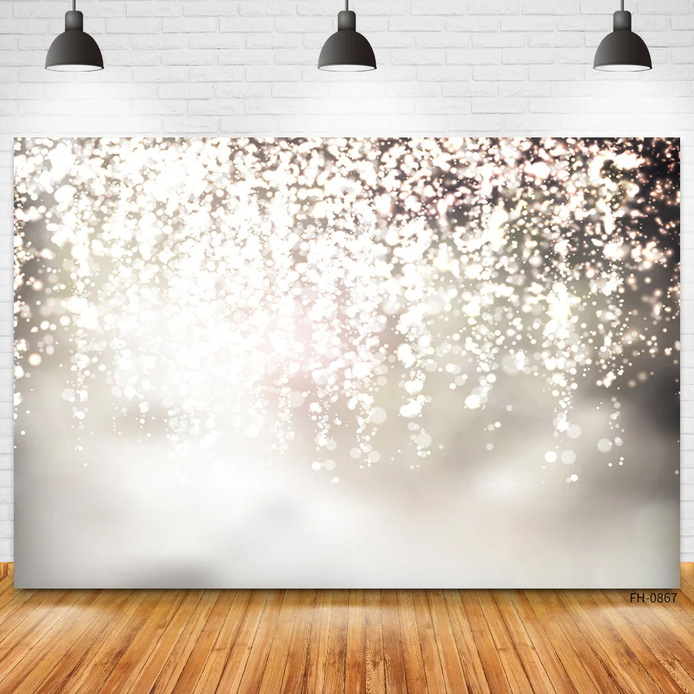 Black Happy Birthday Party Photocall Background Glitter Bokeh Shiny Silver Photo Studio Baby Portrait Girl Photography Backdrops