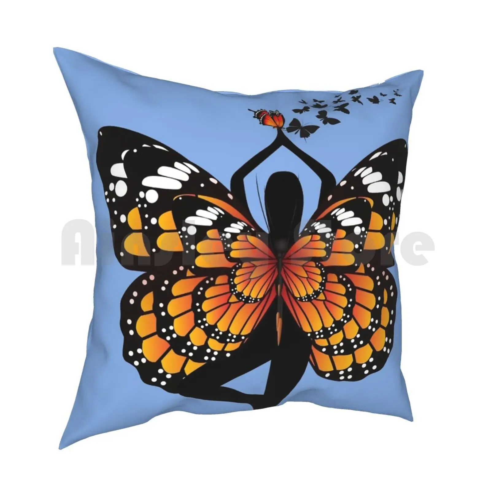 Orange Monarch Pillow Case Printed Home Soft DIY Pillow cover Orange Monarch Butterfy Yoga Meditation Travel Funny Breath