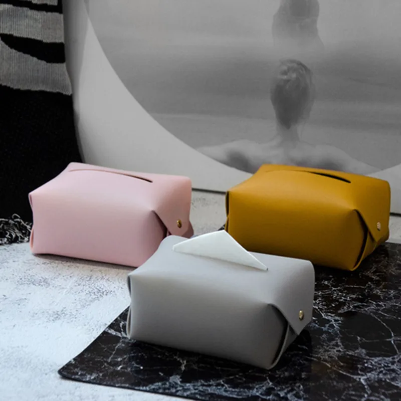 Leather Tissue Box Car Toilet Household Simple Waterproof Carton living room Decoration Bedroom Kitchen Desktop Storage Box