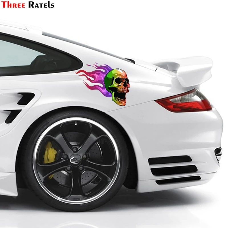 Three Ratels FC158 Waterproof Cool King Skull Car Sticker Decal for Skateboard Laptop Suitcase Car Accessories for BMW AUDI