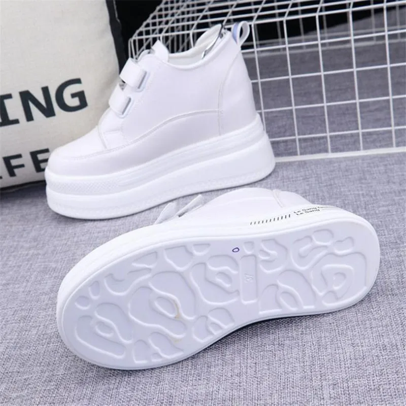 New  autumn and winter fashion casual shoes women\'s high heels 10 cm thick base sneakers black white 34-40