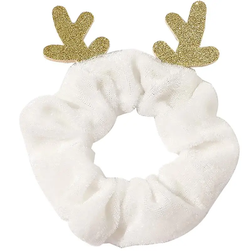 1pc Fashion Christmas Flannel Hair Rope Hair Scrunchie Antlers Decor Cute Ponytail Holder Elastic Hair Band Hair Accessories