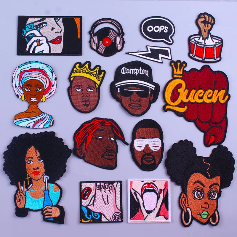 Sexy African Girl Patch on Clothes Embroidered Patches For Clothes Fashion Patches For Clothing Appliques Badge Embroidery Patch