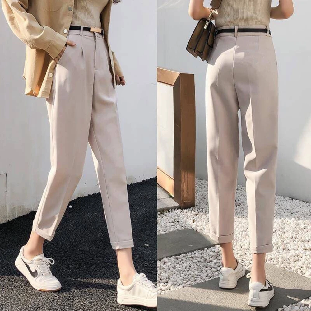 RuiLee Fashion comfy Chiffon high waist Office OL lady elegant Korean Harajuku work suit harem femme cuffs Pencil pantalones