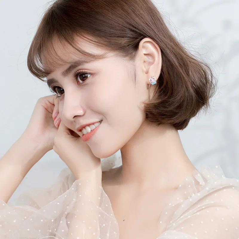 925 Sterling Silver Owl Hoop Earrings Women Jewelry Unusual 2021 Trends Fashion Earrings Accessories Korean Gift