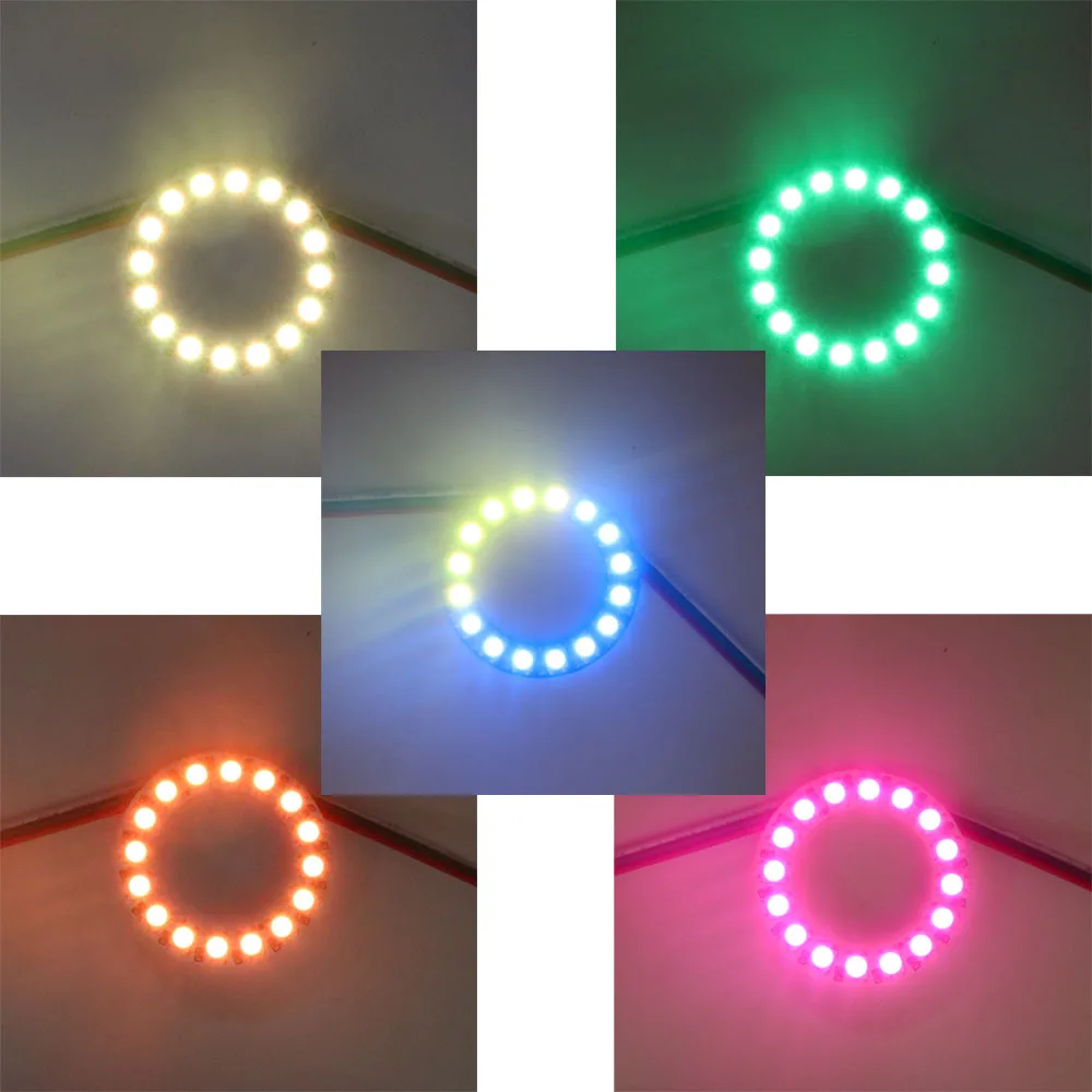 DC5V WS2812B matryca elastyczny ekran Led wyświetlacz cyfrowy 8*8 16*16 8*32 WS2812 5050 RGB pierścień indywidualnie adresowalne pikseli
