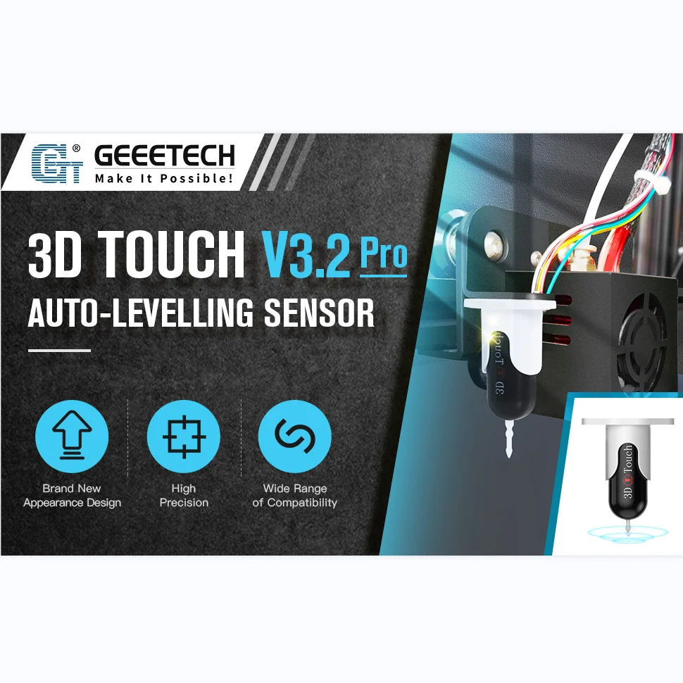 GEEETECH 3D Bagian Printer Sensor Leveling Otomatis 3D Touch V3.2 Pro High Precisi4 Set Mur Leveling Alloy Aluminium dengan 2 Kabel