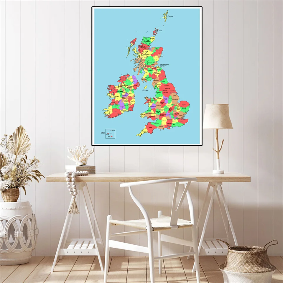 42*59cm mappa del regno unito Poster da parete di piccole dimensioni Poster su tela pittura decorazione della casa materiale scolastico regalo di viaggio