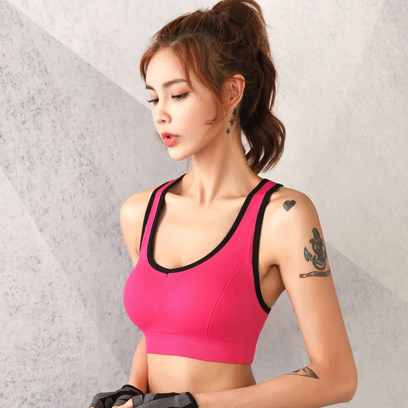 Sujetador sin costuras de alto impacto para mujer, ropa deportiva de verano, sin aros, Cruz hueca, Top corto con Espalda descubierta, ropa de dormir para correr