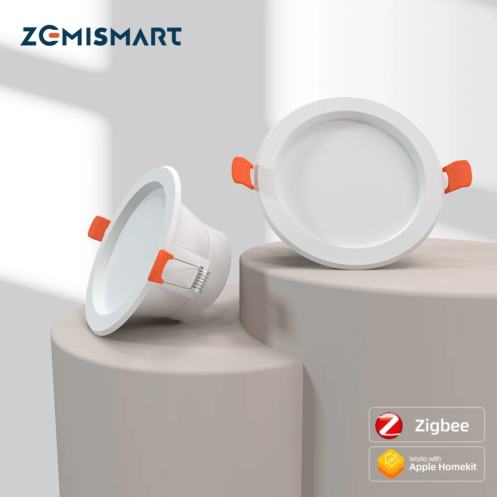 Zemismart Tuya Zigbee LED typu Downlight lampy sufitowe z możliwością przyciemniania Alexa Google Home Siri sterowanie głosem praca z Homekit za