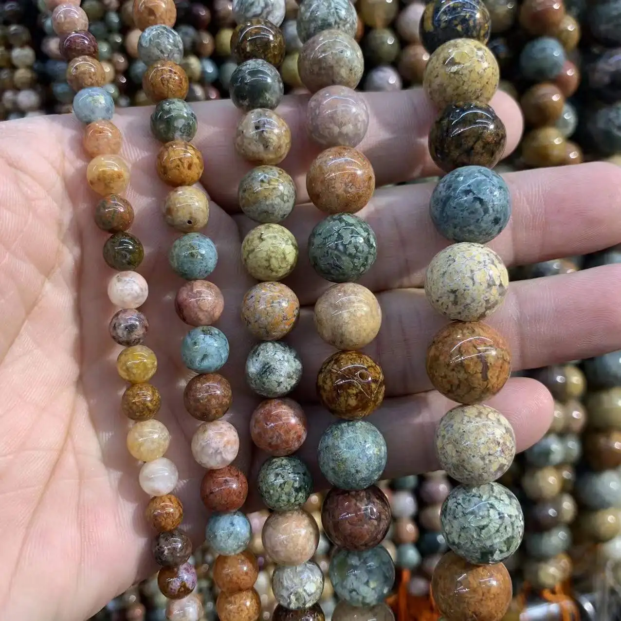 

ocean agates stone beads natural gem stone beads DIY loose beads for jewelry making strand 15" wholesale !