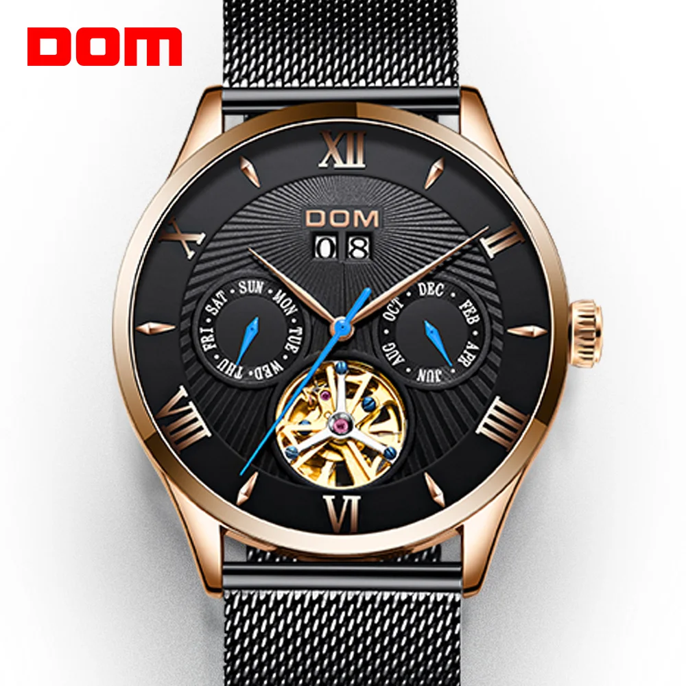 

DOM Men Watch Automatic Mechanical Watches Business Waterproof Top Luxury Brand Wrist watch Clock Relogio Masculino M-1272GK-1M