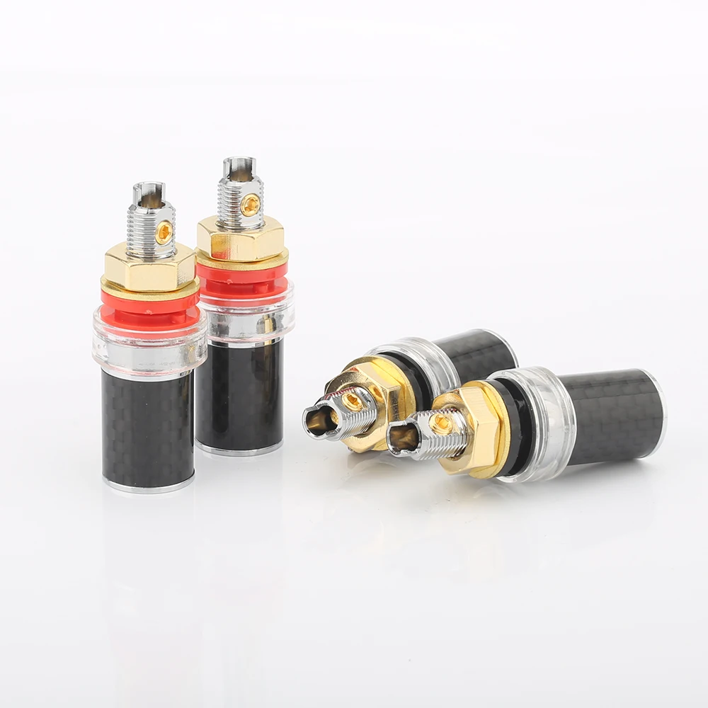 HI END คาร์บอนไฟเบอร์โรเดียม Plated Binding Post Speaker Amplifier Terminal Binding โพสต์