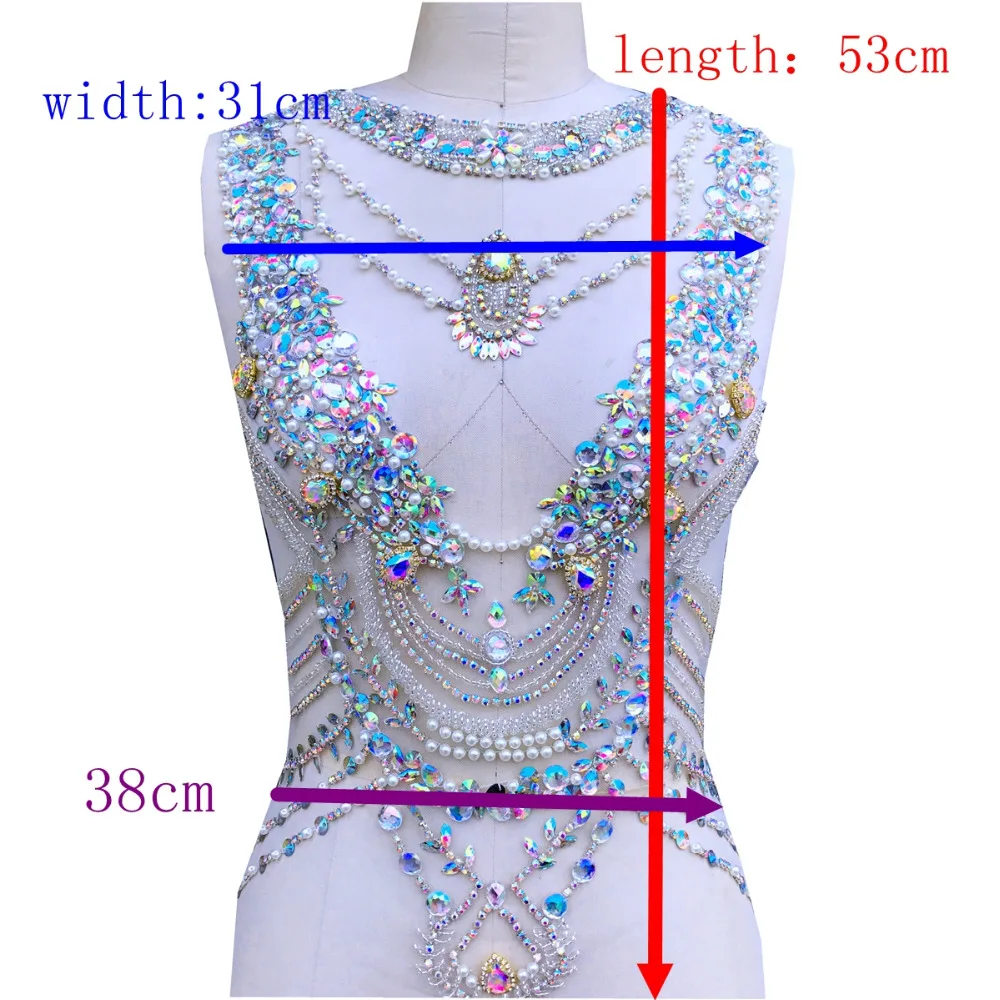 Crystal wedding applique sew on bridal pearl beads dress bodice appliques for dress