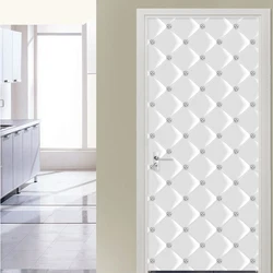 Self-Adhesive Door Sticker Modern Simple White Geometric Soft Roll Door Mural Living Room Bedroom Waterproof 3D Stickers
