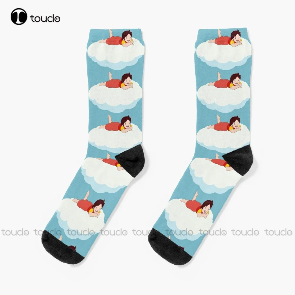 Heidi on a cloud the girl from the Alps Socks red socks Personalized Custom Unisex Adult Teen youth Socks 360° digital print