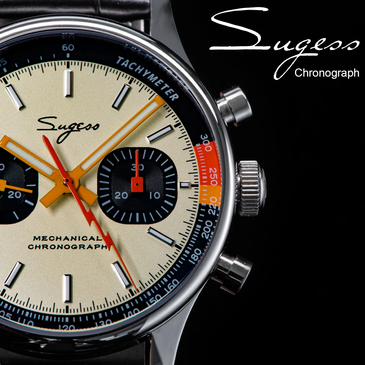 Sugess ST1901 Man Watch Mechanical Chronograph Origin Movement Swanneck Wristwatch Official Pilot Sappire Crystal Military Limit