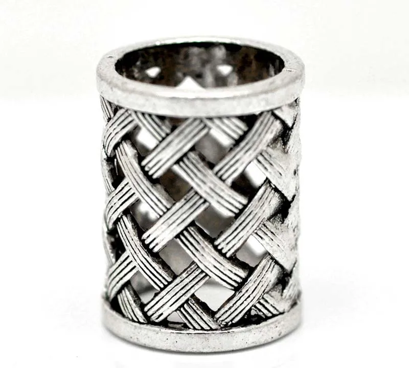 4pcs ancient silver hollow viking hair braid dread beard dreadlock beads rings tube for hair accessories hole size 17mm