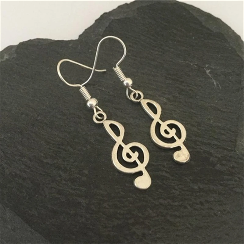 Treble Clef Earrings, Music Note Earrings, Tibetan Silver Color Charms, Musical, Music Jewellery, Musician, DJ