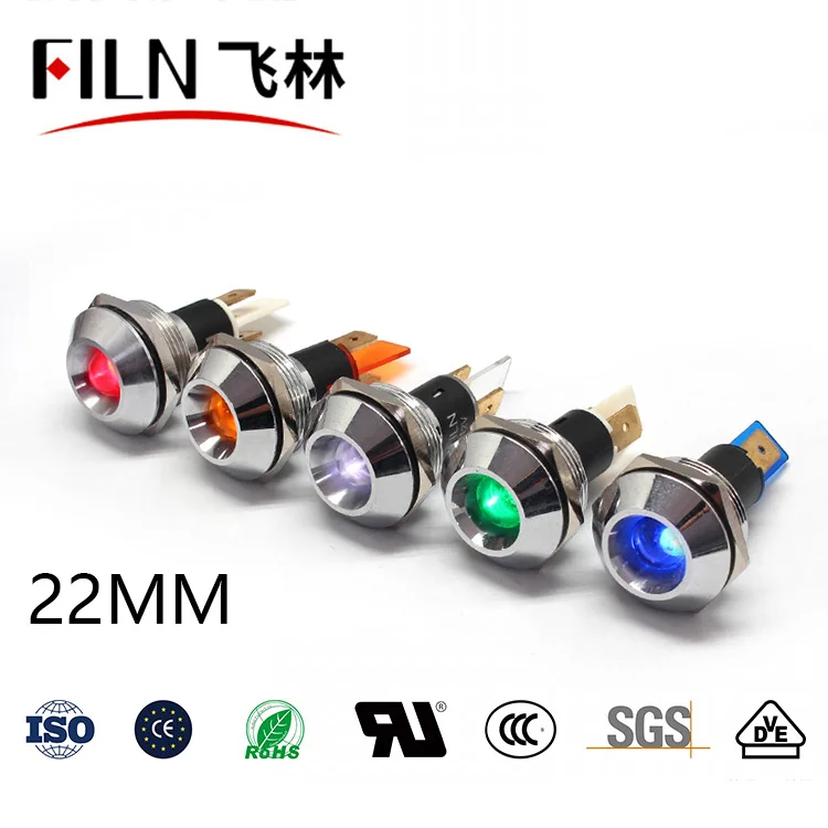 

FILN Metal popular product 22mm 12v 24v 110v 220v LED Pilot Lamp Waterproof Warning Fog Turn indicator light