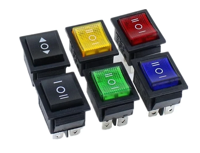 KCD4 1PCS black Rocker Switch Power Switch ON-OFF-ON 3 Position 6 Pins No lights 16A 250VAC/ 20A 125VAC