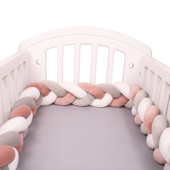 4M bebek yatağı tampon koruyucu bebek beşik yastık minder örgü düğüm tampon beşik tampon tur De yaktı Bebe Tresse odası dekor