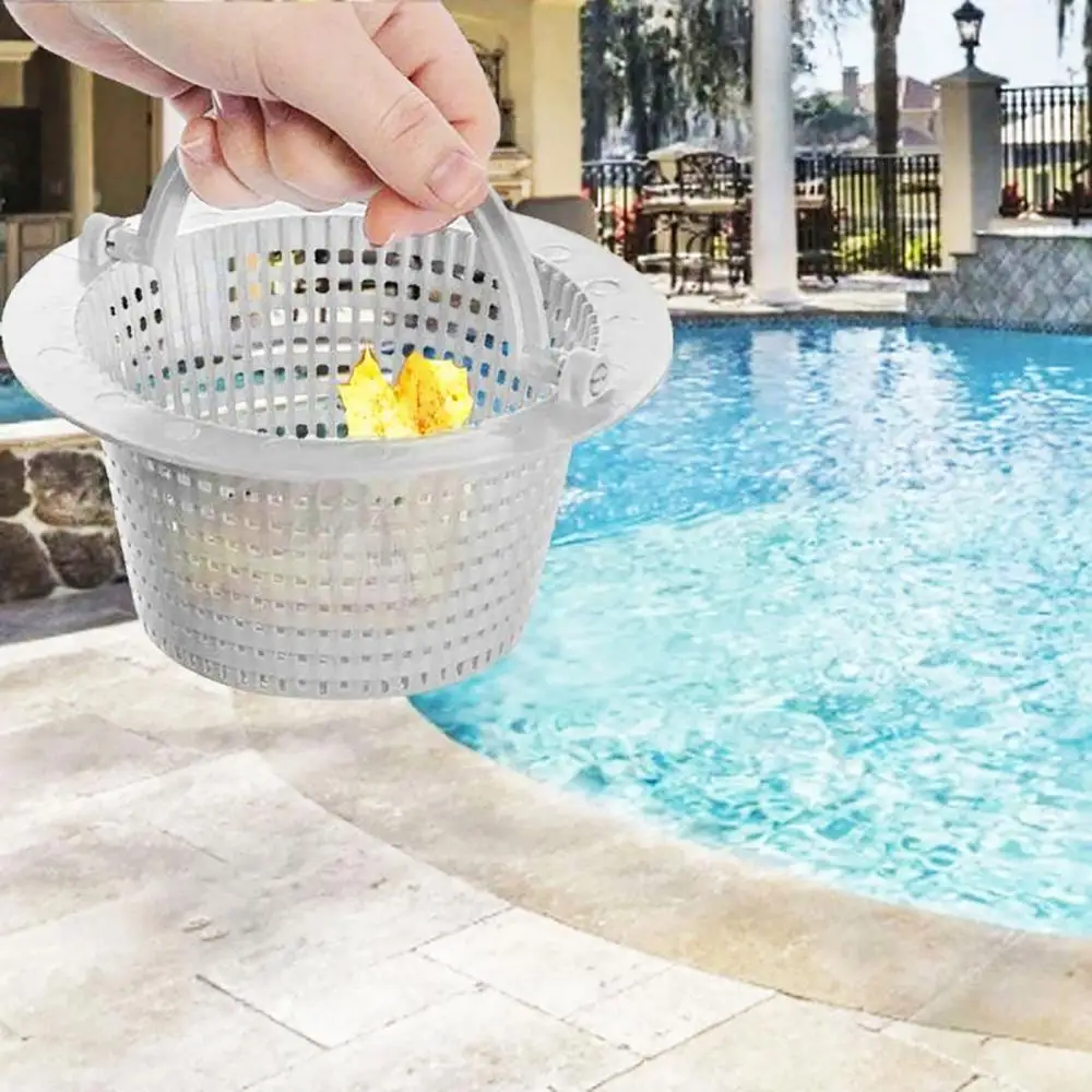 Cesta de plástico antiobstrucciones para piscina, accesorio para estanque, colador, mango desmontable