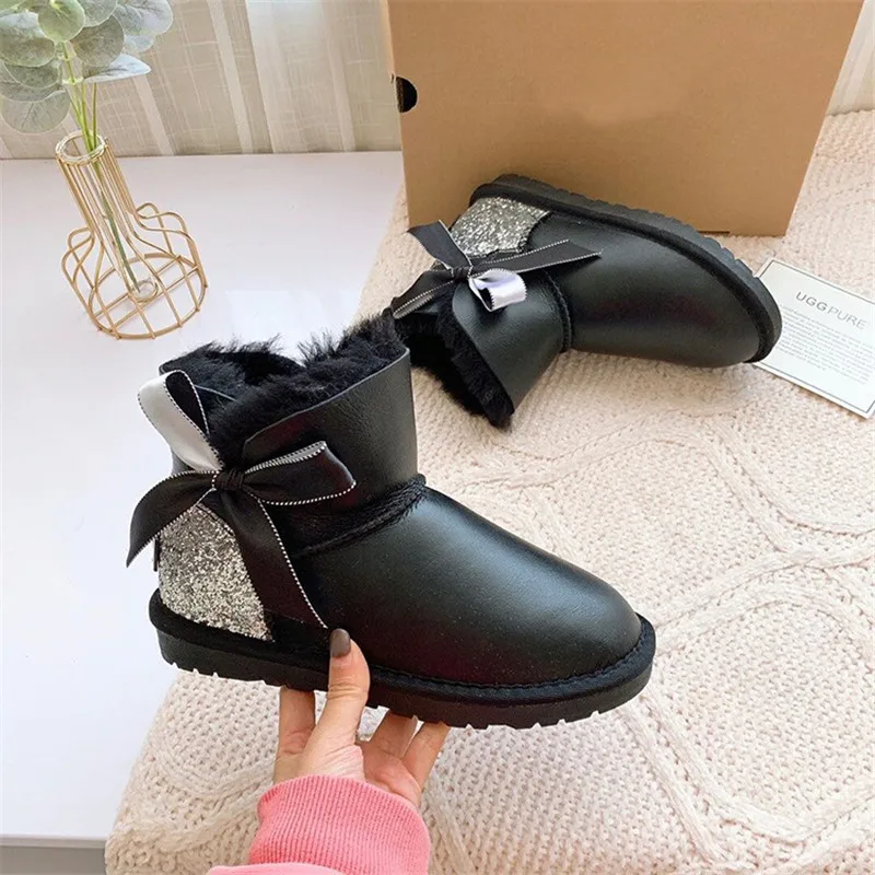 Top Quality Natural Wool Snow Boots Shoes Women Real Sheepskin Women's Genuine Sheepskin Women Boots Women Shoes Flats Shoes