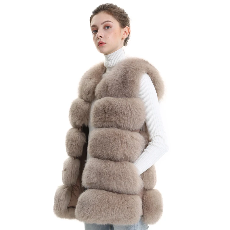 

Real Fox Fur Vest Coat Women Winter Genuine Fur Jacket Warm Fox Full Pelt Women Vest Gilet Waistcoat Natural Fur Coat Female