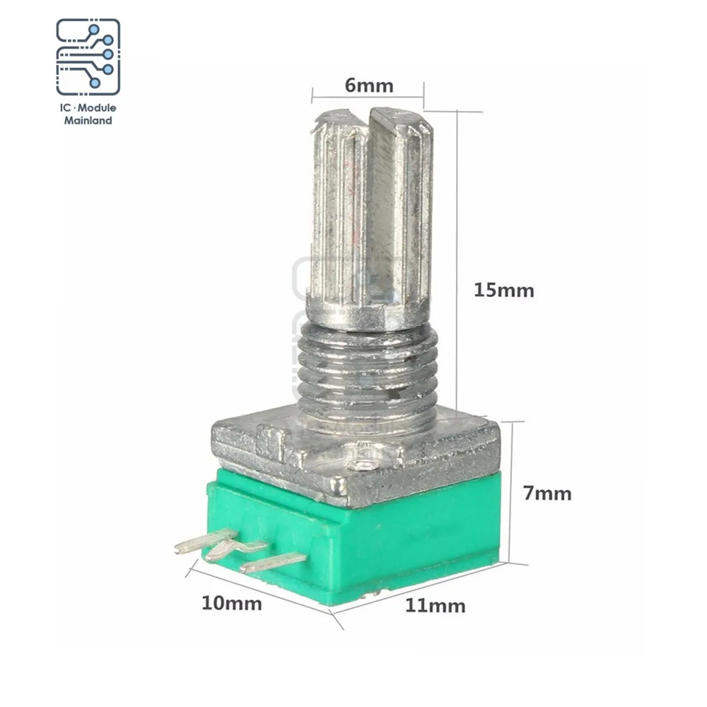 5PCS 6mm 3 pin Potentiometer B Type 5K 10K B20K B50K B100K B500K ohm Turn Knurled Shaft Single Linear Rotary Potentiometer