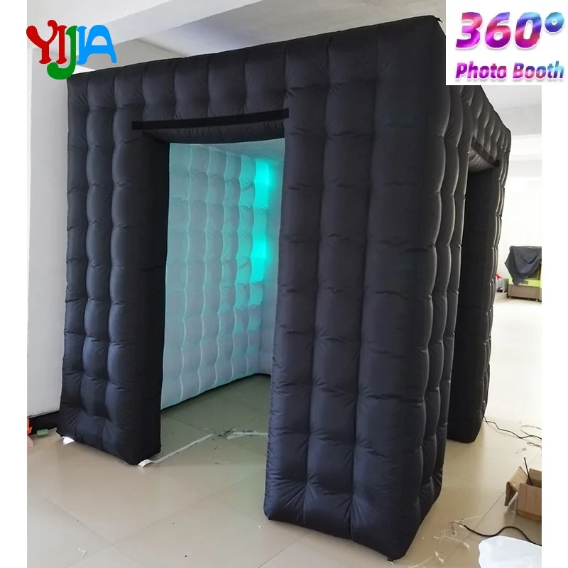 210D Oxford 360 Inflatable Cube Photo Booth LED Enclosrue CabinTent  With LED Lights For 360 Selfie Photo Booth Party Event