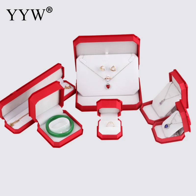 Trendy Red Jewelry Display Set Box Bowknot Packing Bag For Women& Men Rings Earrings Bracelets Necklaces Jewelry Gift Box