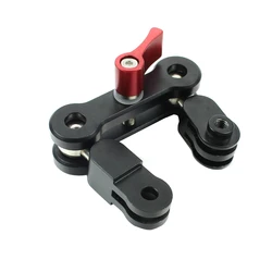 Aluminum Alloy Magic Arm Mount Adapter Dual Head Pivot Activity Connector 360° Rotation for Gopro Action Camera for DJI Osmo