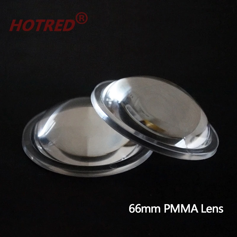 LED Focus Lens 66mm PMMA Flat-Bottom Convex Lens For DIY Sunshine Light Flashlight Bicycle Lamp lantern headlamp lenses