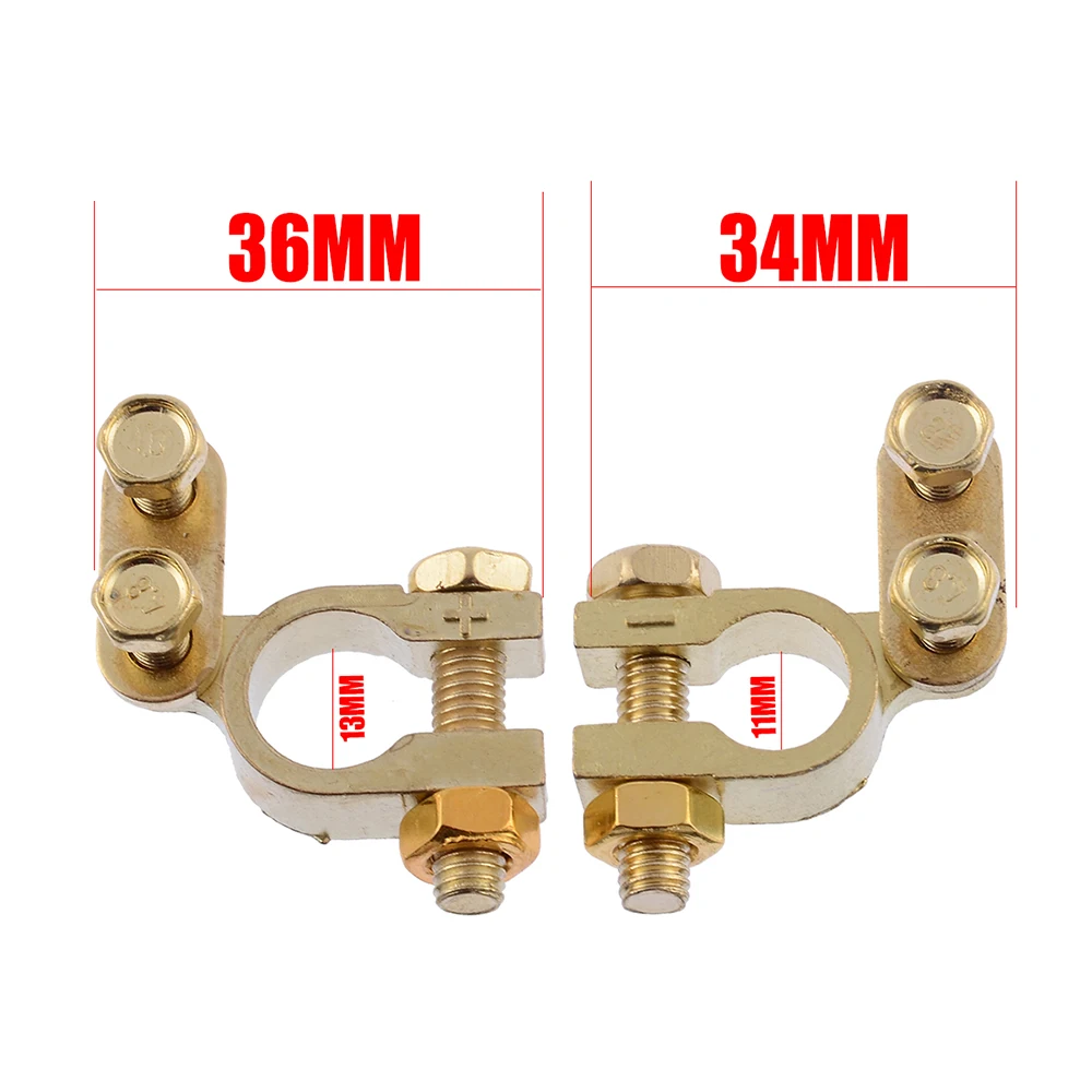 2 PCs Battery terminals, brass battery terminals, angle terminals with fasteners, battery terminals +/-