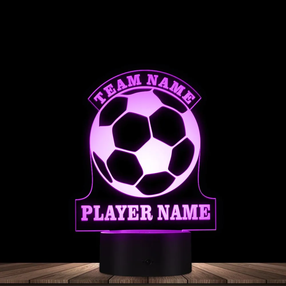 Calcio 3D Luci Squadra di Calcio Nome Personalizzato Luci A LED Personalizzati Nome del Giocatore di Calcio Lampada Da Tavolo Su misura HA CONDOTTO LA Luce di Notte