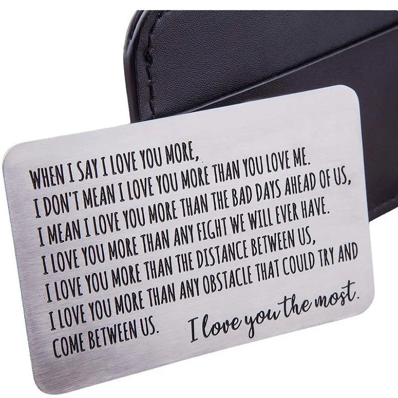 

Wallet Insert Card Anniversary Gifts for Men Husband From Wife Girlfriend Boyfriend Birthday Gifts Metal Love Note Valentine