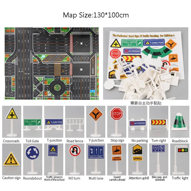 ใหม่กันน้ําไม่ทอ 130*100 ซม.ขนาดใหญ่City Traffic Car Park Play Matเด็กPlaymatดึงกลับรถของเล่นสําหรับเสื่อเด็ก