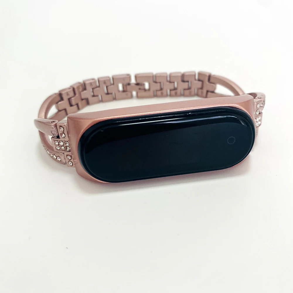 Pink Slim Strap Mi Band 8 7 6 Watch Bracelet Metal Wristband for Xiaomi Mi Band 4 5 Bands Miband Bling Smartwatch Strap